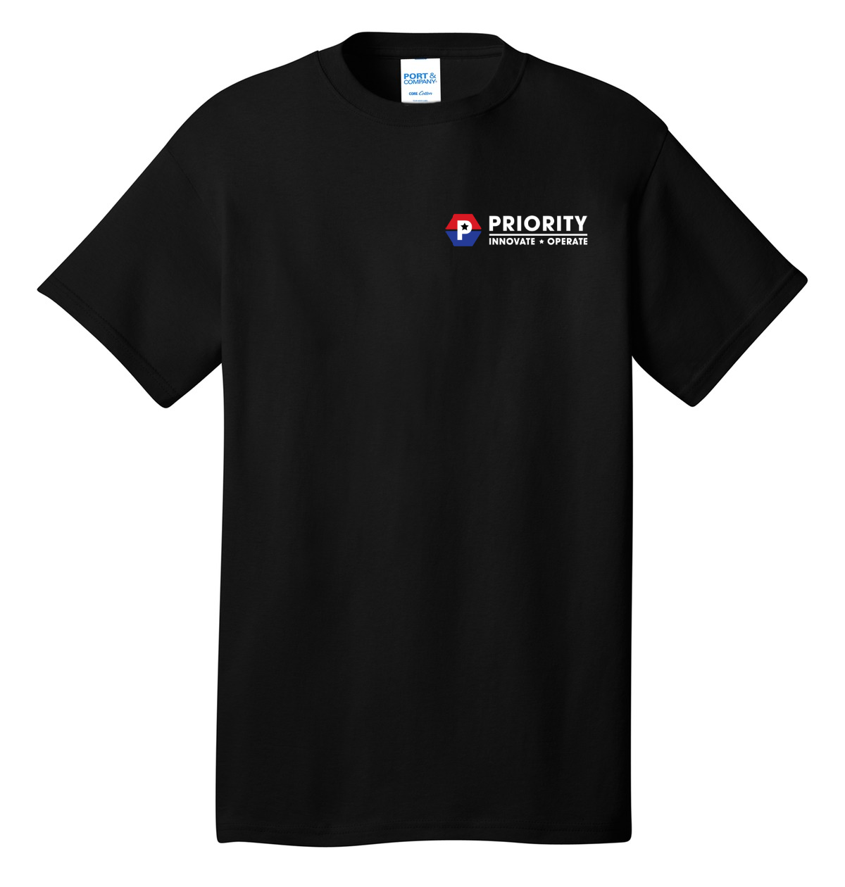 Port & Company® Tall Core Black Cotton Tee - Priority Quote Shirt