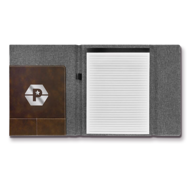 Leatherette Canvas Portfolio with Notepad